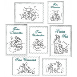 Stickserie - ITH Postkarten Stern über Bethlehem Line Art